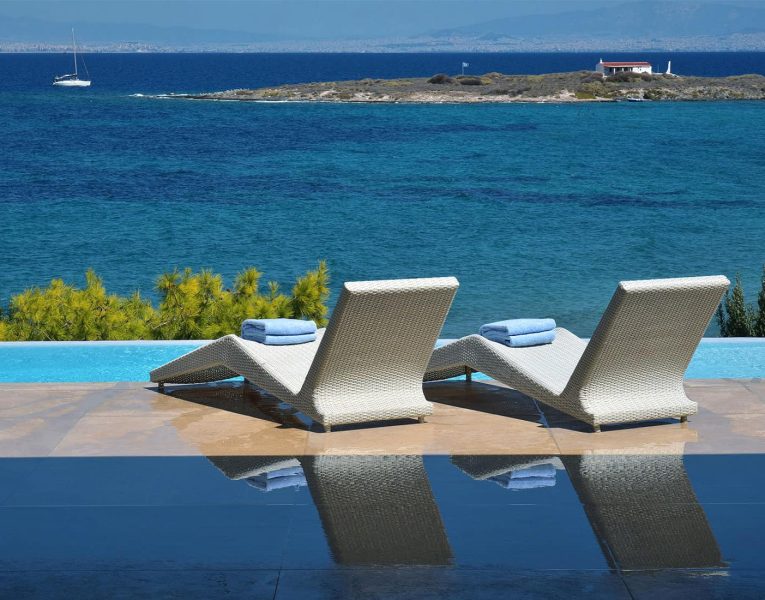 Villa Azzuro in Aegina Greece, pool view, by Olive Villa Rentals