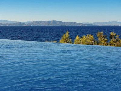 Villa Azzuro in Aegina Greece, pool view, by Olive Villa Rentals