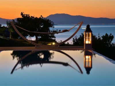 Villa Azzuro in Aegina Greece, sunset view, by Olive Villa Rentals