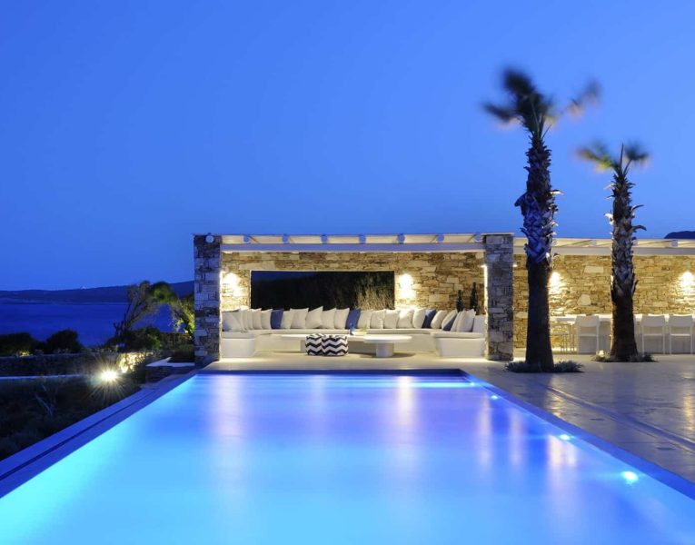 Villa-Delight-Antiparos-by-Olive-Villa-Rentals-pool-area-night