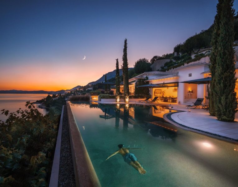 Villa-Sublime-Corfu-by-Olive-Villa-Rentals-night-pool-area