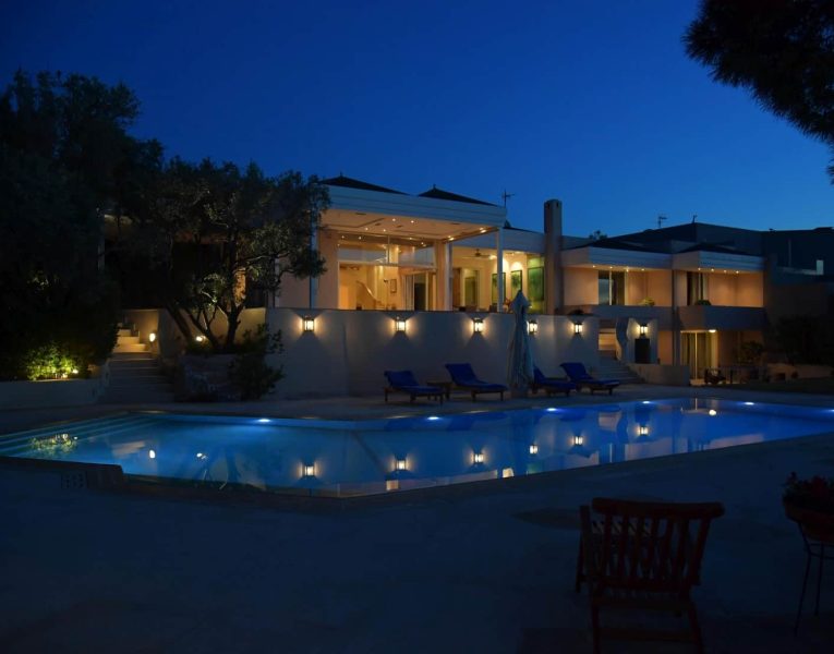 Villa- Lenora -Athens-by-Olive-Villa-Rentals-exterior-views-night