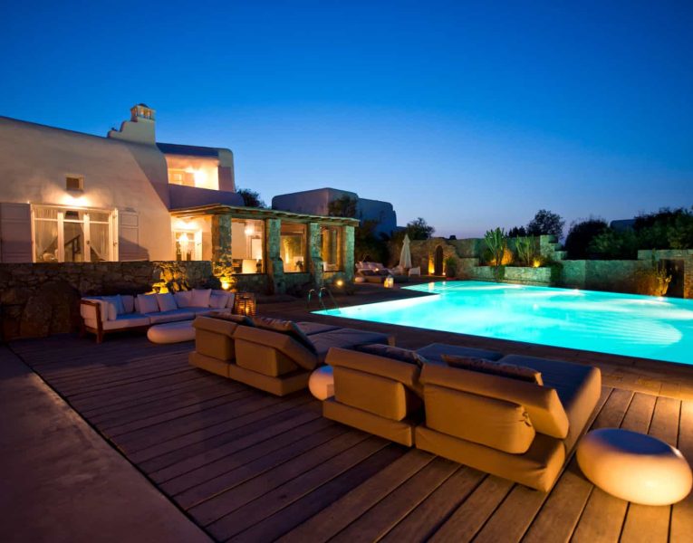 Villa-Amerope-Mykonos-by-Olive-Villa-Rentals-exterior-pool-area-lights