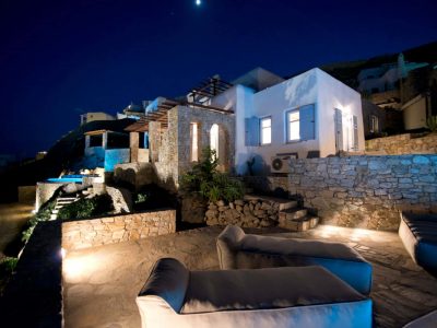 Villa-Aquila-Corfu-by-Olive-Villa-Rentals-exterior-lights-night