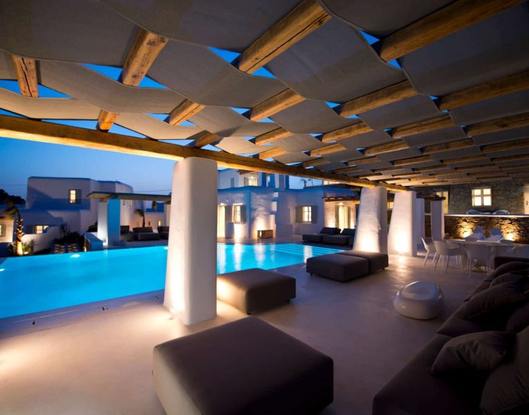 Villa- Martini-Mykonos-by-Olive-Villa-Rentals-pool-area-night