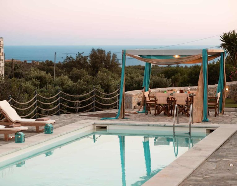 Villa- Roque -Mani-Peninsula-by-Olive-Villa-Rentals--pool-area-sunset