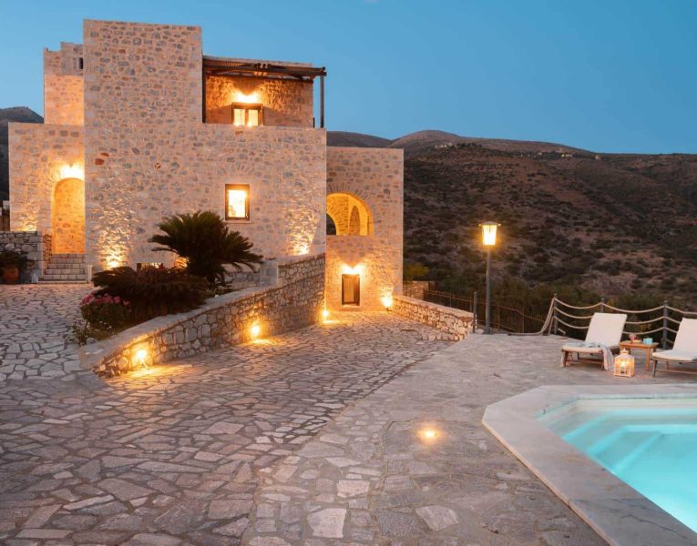 Villa- Roque -Mani-Peninsula-by-Olive-Villa-Rentals-exterior-night-views