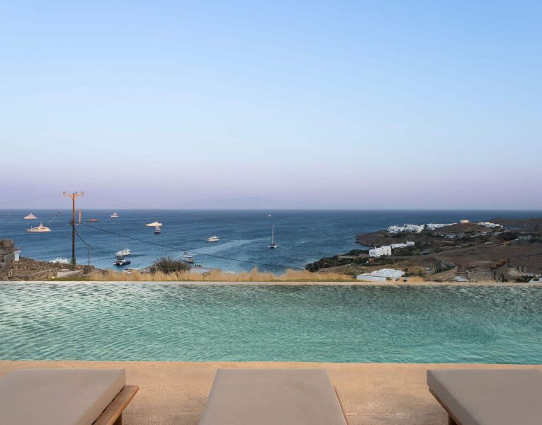 Villa-Etoile-Mykonos-by-Olive-Villa-Rentals-exterior-pool-area-evening