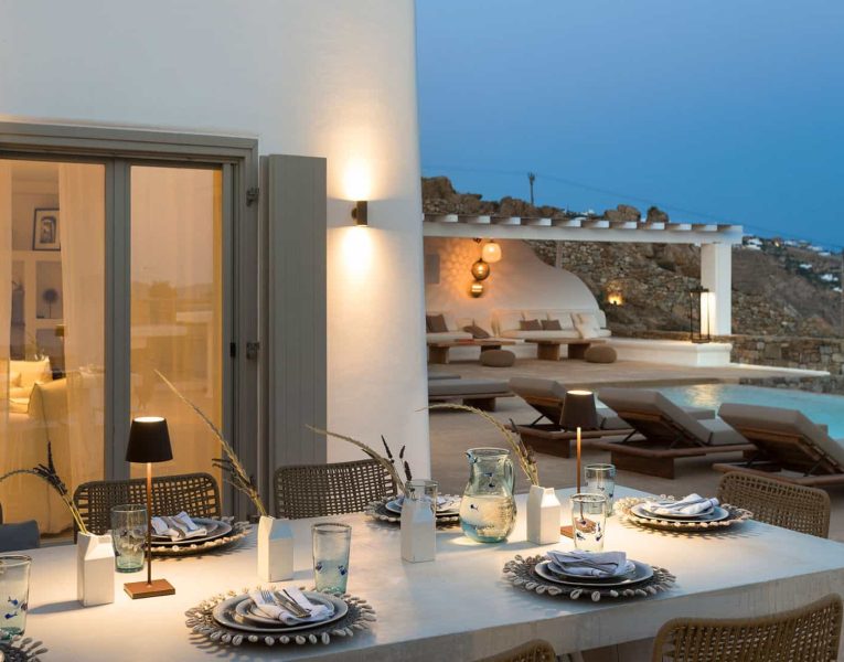 Villa-Etoile-Mykonos-by-Olive-Villa-Rentals-exterior-dining-area-night