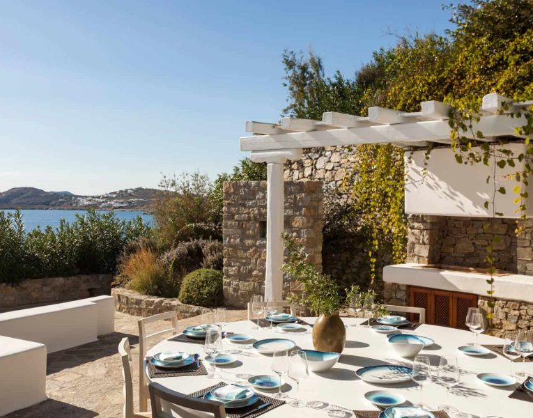 Villa- Octavia -Mykonos-by-Olive-Villa-Rentals-exterior-dining-table