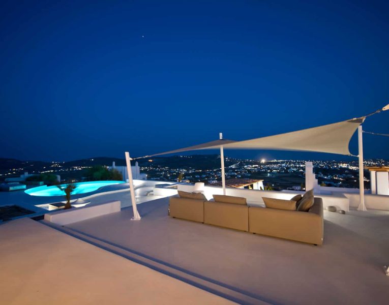 Villa- Velvet-Mykonos-by-Olive-Villa-Rentals-exterior-pool-area-night