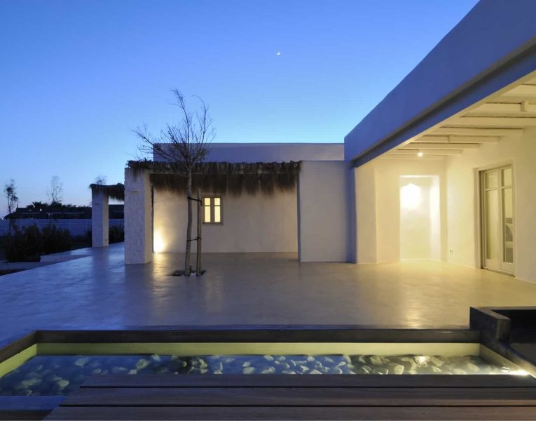 Villa-Apolollonia-Paros-by-Olive-Villa-Rentals-pool-area-night