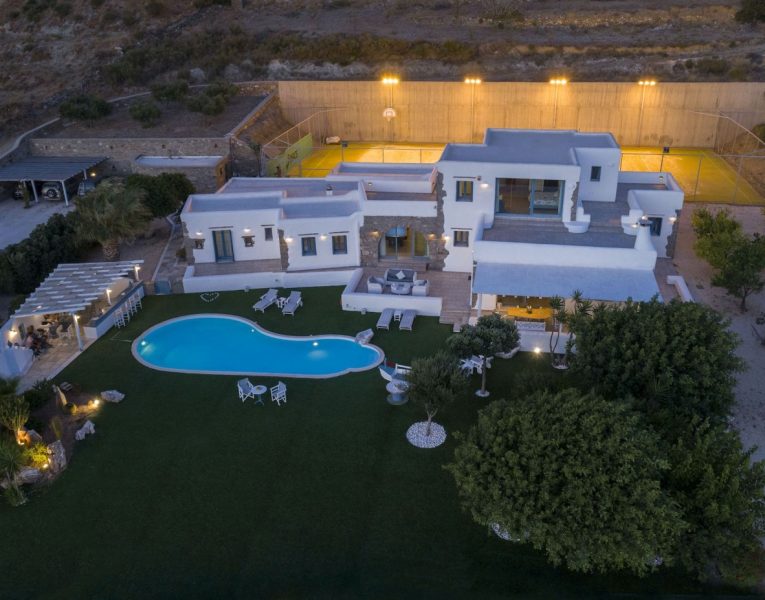 Villa-Intime-Paros-by-Olive-Villa-Rentals-night-prioperty-drone