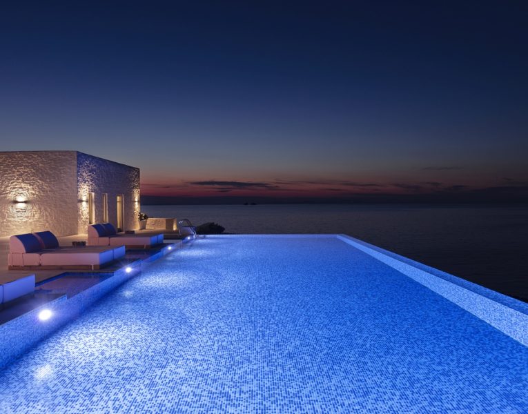 Villa-Skyness-Paros-by-Olive-Villa-Rentals-pool-night