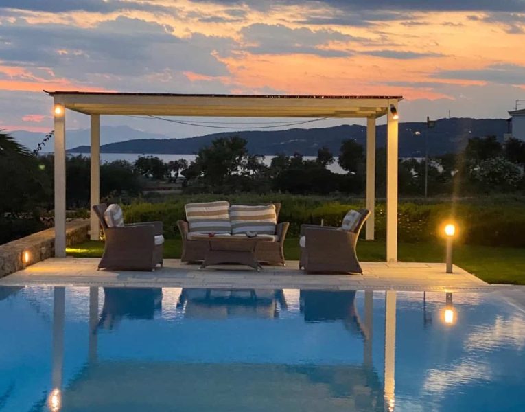 Villa- Dahlia-Porto Heli-by-Olive-Villa-Rentals-pool-area-sunset