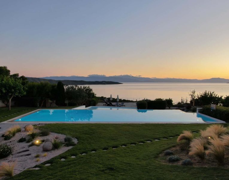 Villa- Magnolia -Porto Heli-by-Olive-Villa-Rentals-sunset-views-pool-area