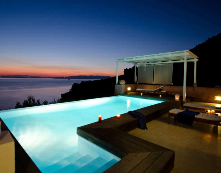 Villa- Cylena -Skopelos-by-Olive-Villa-Rentals-property-a-pool-area-night