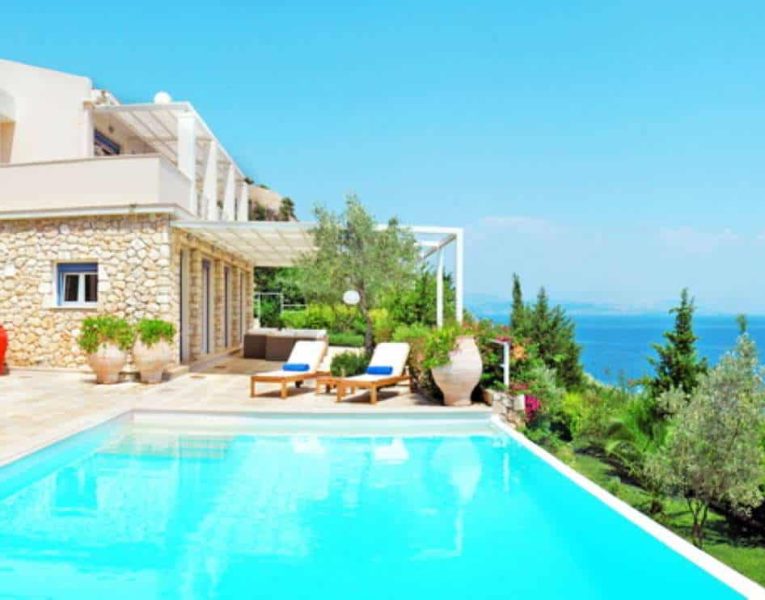 Villa Ligeia in Corfu Greece, pool, by Olive Villa Rentals