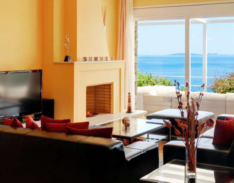 Villa Ligeia in Corfu Greece, living room 2, by Olive Villa Rentals