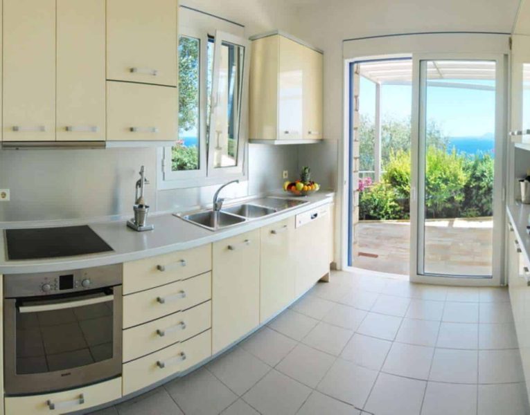 Villa Rhea in Corfu Greece, kitchen, by Olive Villa Rentals