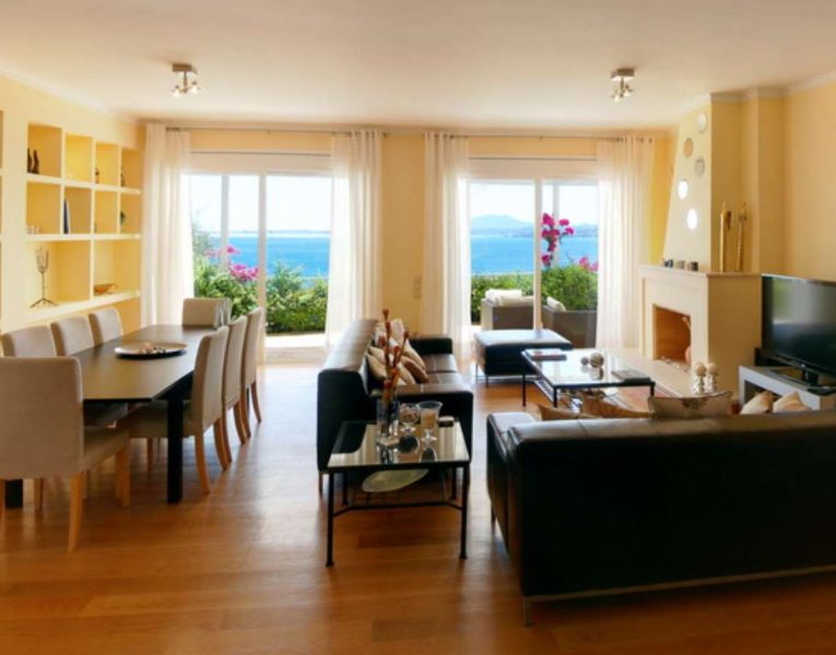 Villa Rhea in Corfu Greece, living room, by Olive Villa Rentals