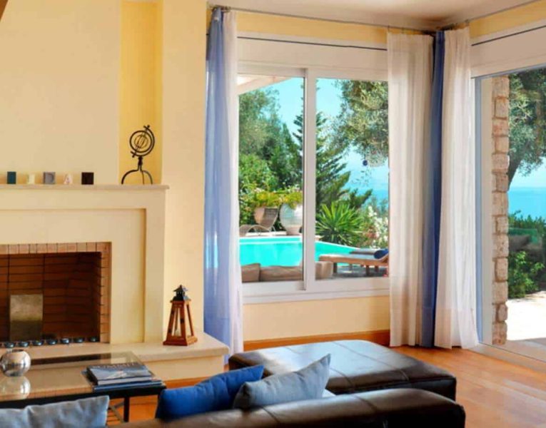 Villa Selene in Corfu Greece, living room 2, by Olive Villa Rentals