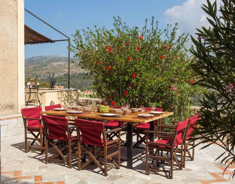 Oitylon Traditional Tower in Mani Peninsula Greece, dining table, by Olive Villa Rentals