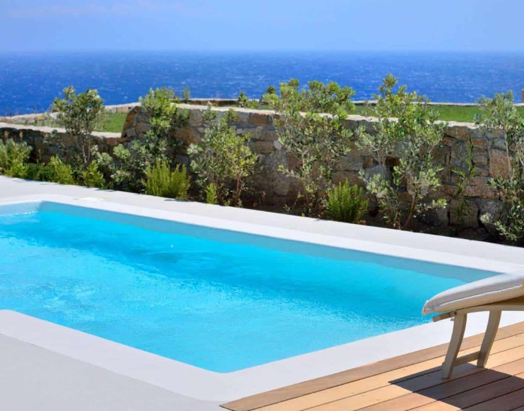Villa Ambrosia in Mykonos Greece, pool, by Olive Villa Rentals
