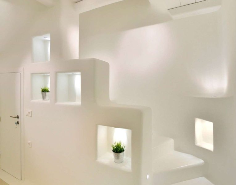 Villa Ambrosia in Mykonos Greece, stairway, by Olive Villa Rentals
