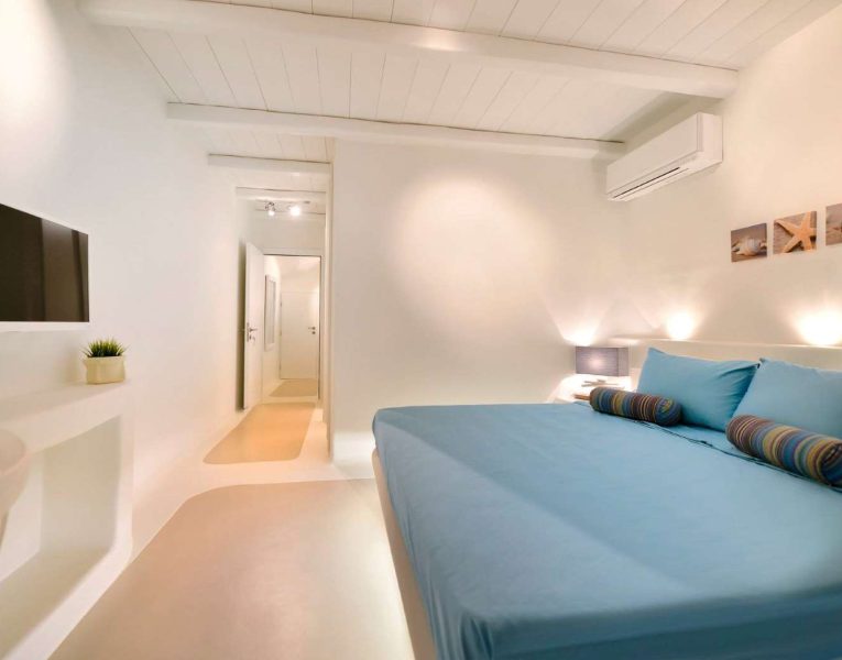 Villa Ambrosia in Mykonos Greece, bedroom, by Olive Villa Rentals