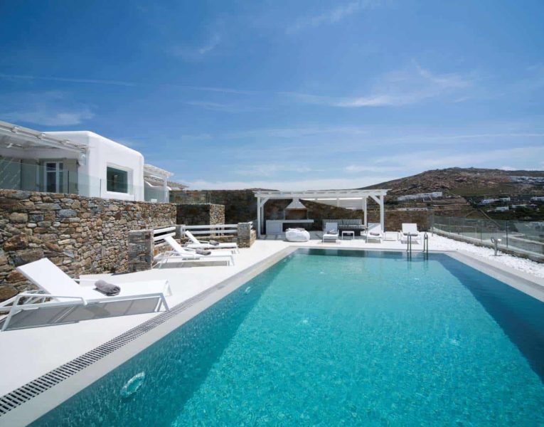 Villa Ariadne in Mykonos Greece, pool, by Olive Villa Rentals
