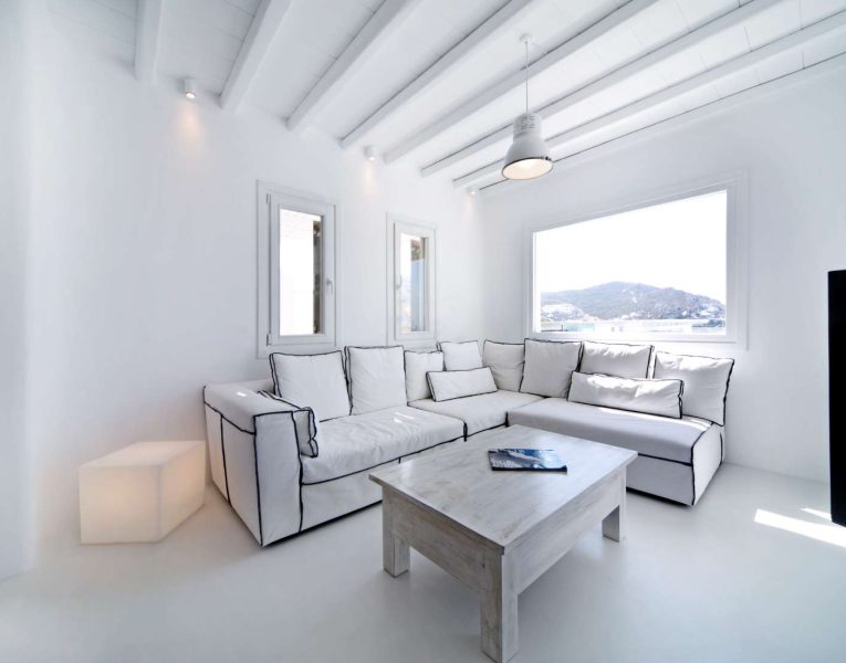 Villa Ariadne in Mykonos Greece, living room 3, by Olive Villa Rentals