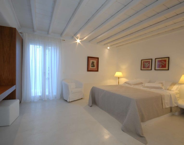 Villa Calanthe in Mykonos Greece, bedroom, by Olive Villa Rentals