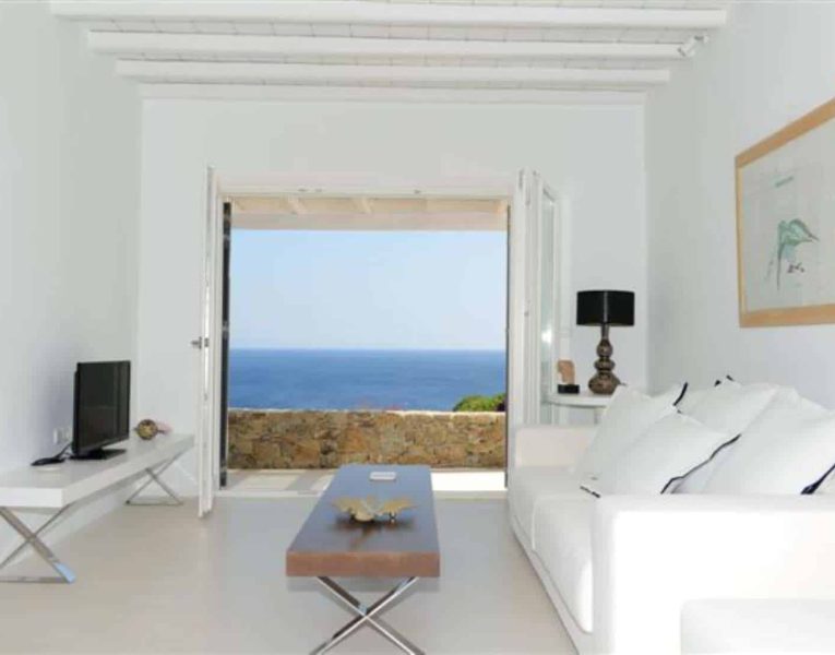 Villa Calanthe in Mykonos Greece, living room 3, by Olive Villa Rentals