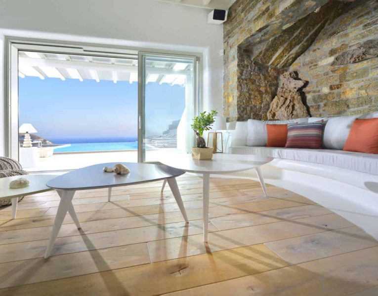 Villa Eterea in Mykonos Greece, living room 2, by Olive Villa Rentals
