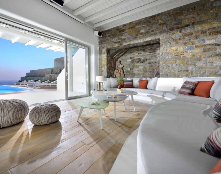 Villa Eterea in Mykonos Greece, living room 3, by Olive Villa Rentals