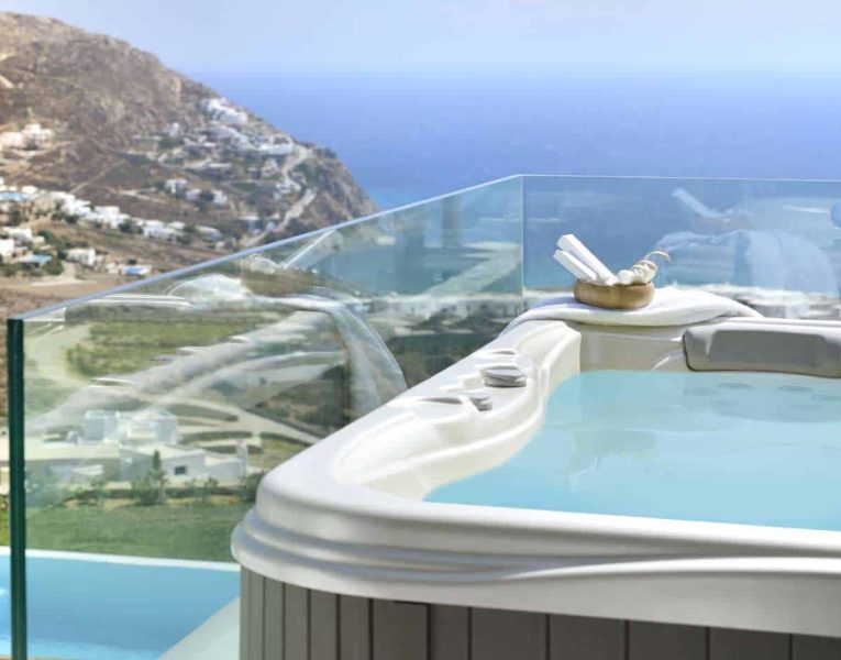 Villa Eterea in Mykonos Greece, jacuzzi, by Olive Villa Rentals