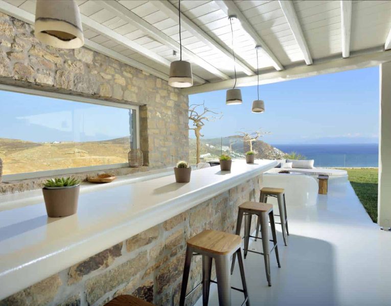 Villa Eterea in Mykonos Greece, bar, by Olive Villa Rentals