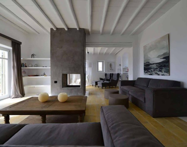 Villa Myrrini in Mykonos Greece, living room 2, by Olive Villa Rentals