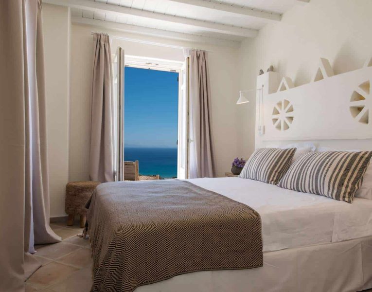 Villa Zoe in Mykonos Greece, bedroom, by Olive Villa Rentals