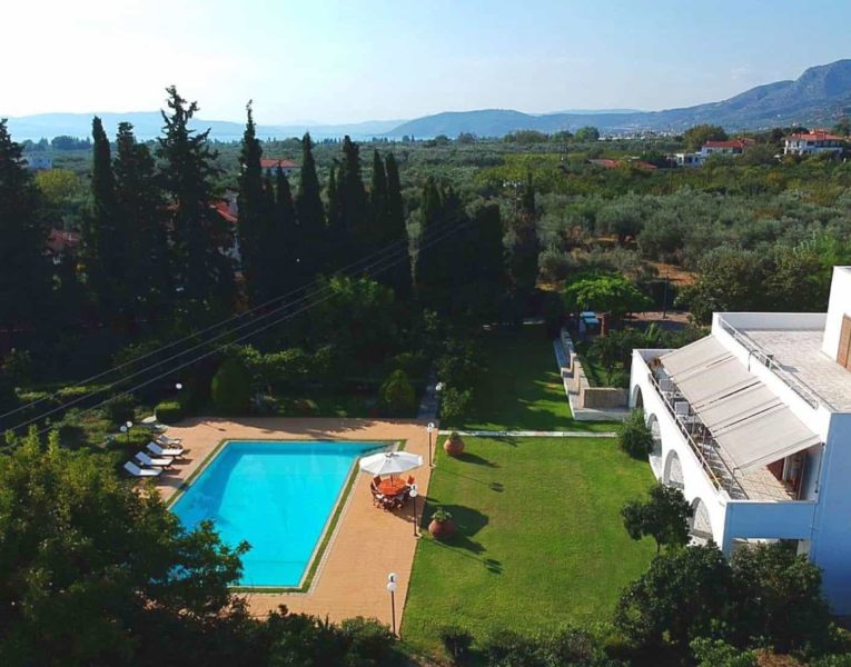 Villa Thetis in Pelion Greece, aerial view, by Olive Villa Rentals