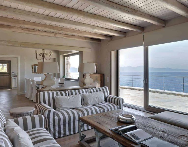Villa Idyll in Pelion Greece, living room, by Olive Villa Rentals