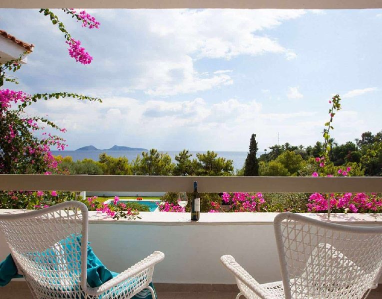 Villa Amy in Porto Heli Greece, balcony, by Olive Villa Rentals