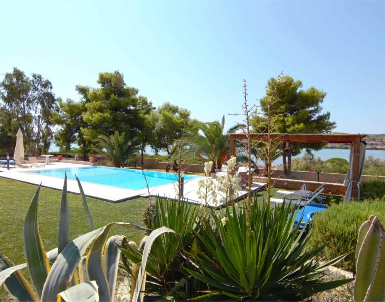 Villa Dahlia in Porto Heli Greece, pool view, by Olive Villa Rentals