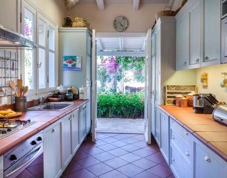 Villa Dantea in Porto Heli Greece, kitchen, by Olive Villa Rentals