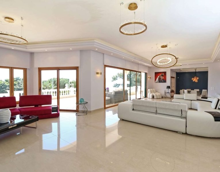 Villa Rafaella in Porto Heli Greece, living room, by Olive Villa Rentals