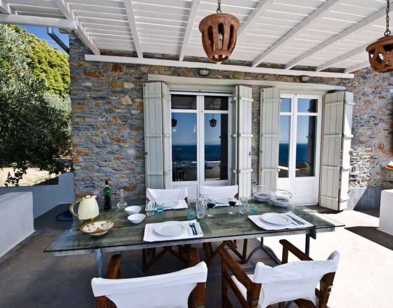 Villa Cybele in Skopelos Greece, dining table 3, by Olive Villa Rentals