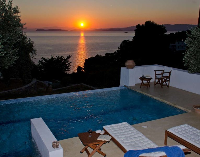 Villa Cybele in Skopelos Greece, sunset 2, by Olive Villa Rentals