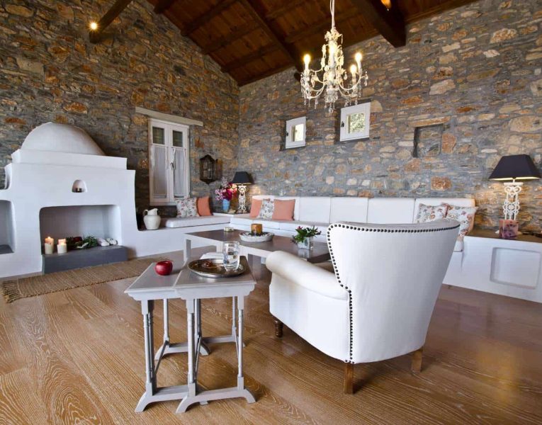 Villa Cybele in Skopelos Greece, living room 2, by Olive Villa Rentals
