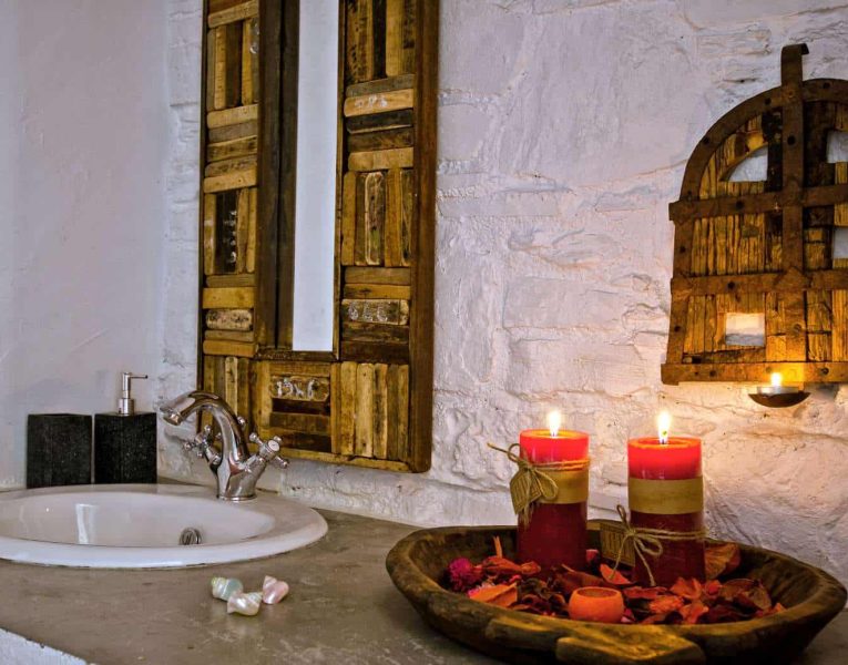 Pool Villa Selene in Skopelos Greece, bathroom, by Olive Villa Rentals